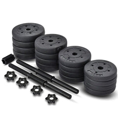 TnP Accessories 30kg Vinyl Adjustable Dumbbell Set with Barbell Connector-Dumbbell Sets-londonsupps