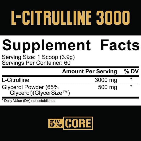 5% Nutrition Core Series - L-Citrulline 3000, Unflavoured 234g
