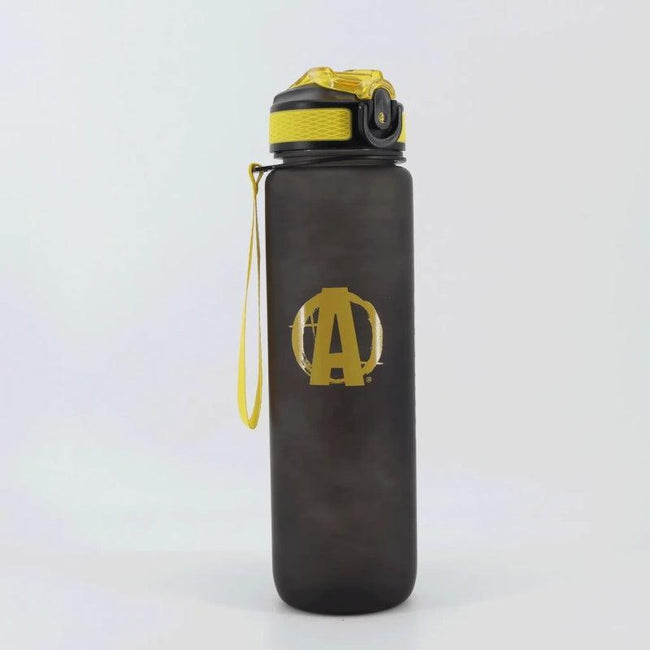 Animal Sports Water Bottle 1000ml Black with Yellow Spalva