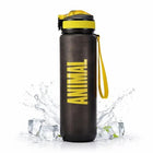 Animal Sports Water Bottle 1000ml Black with Yellow Spalva