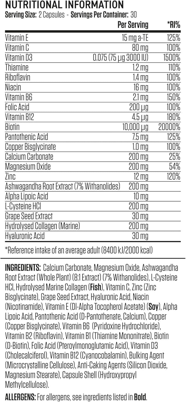 Applied Nutrition Hair, Skin & Nails Collagen 60 Capsules 