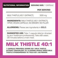 Pro-Elite Milk Thistle 40:1 Extract - Capsules VEGAN