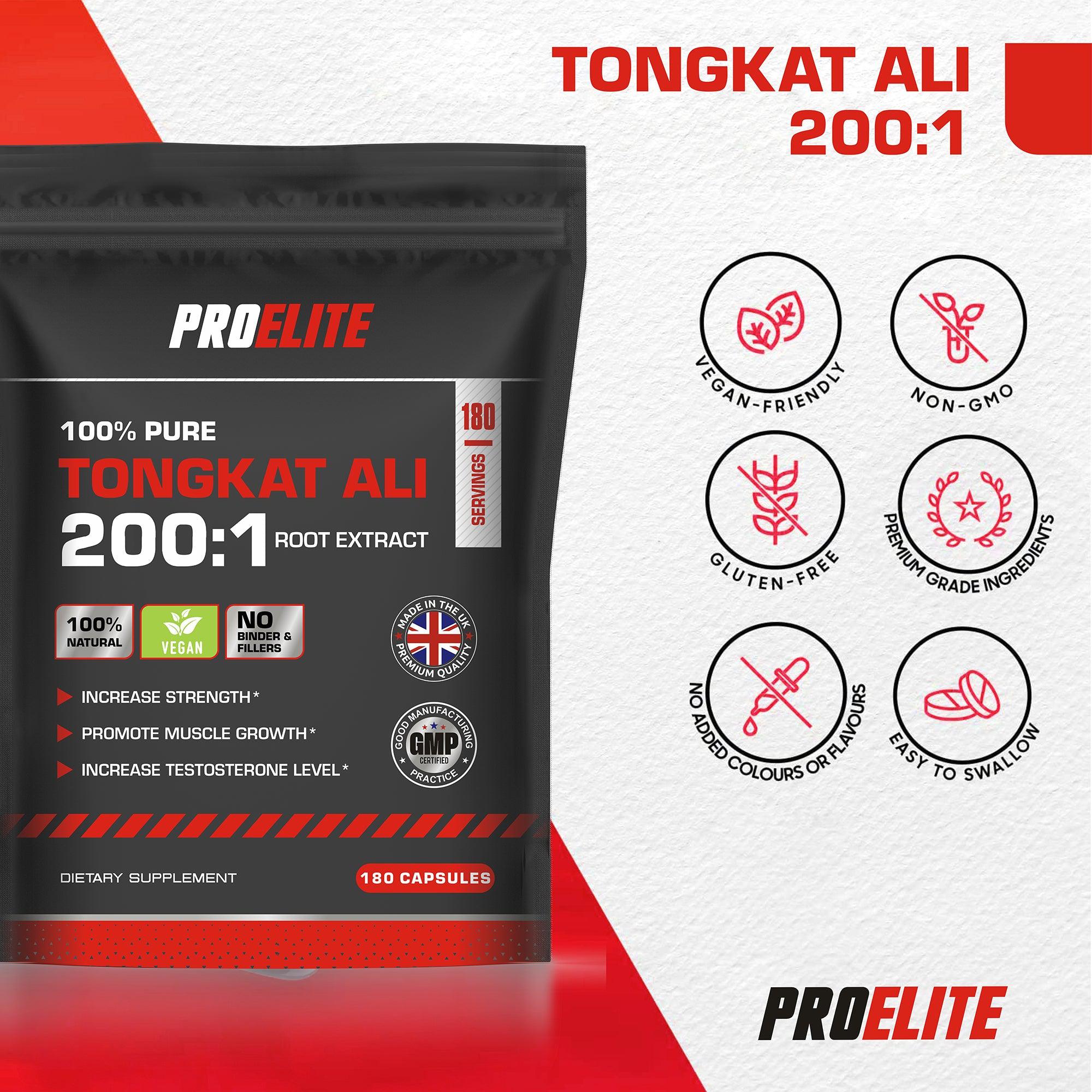 Pro-Elite Tongkat Ali 200:1 Extract 60 VCapsules-Testosterone Boosters-Pro-Elite-London Supplements