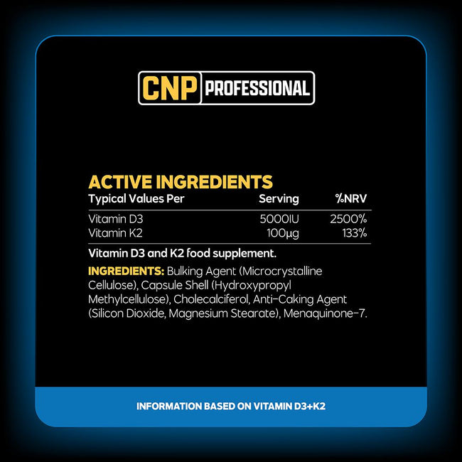 CNP Professional Vitamin D3 + K2 nutrition and supplement facts
