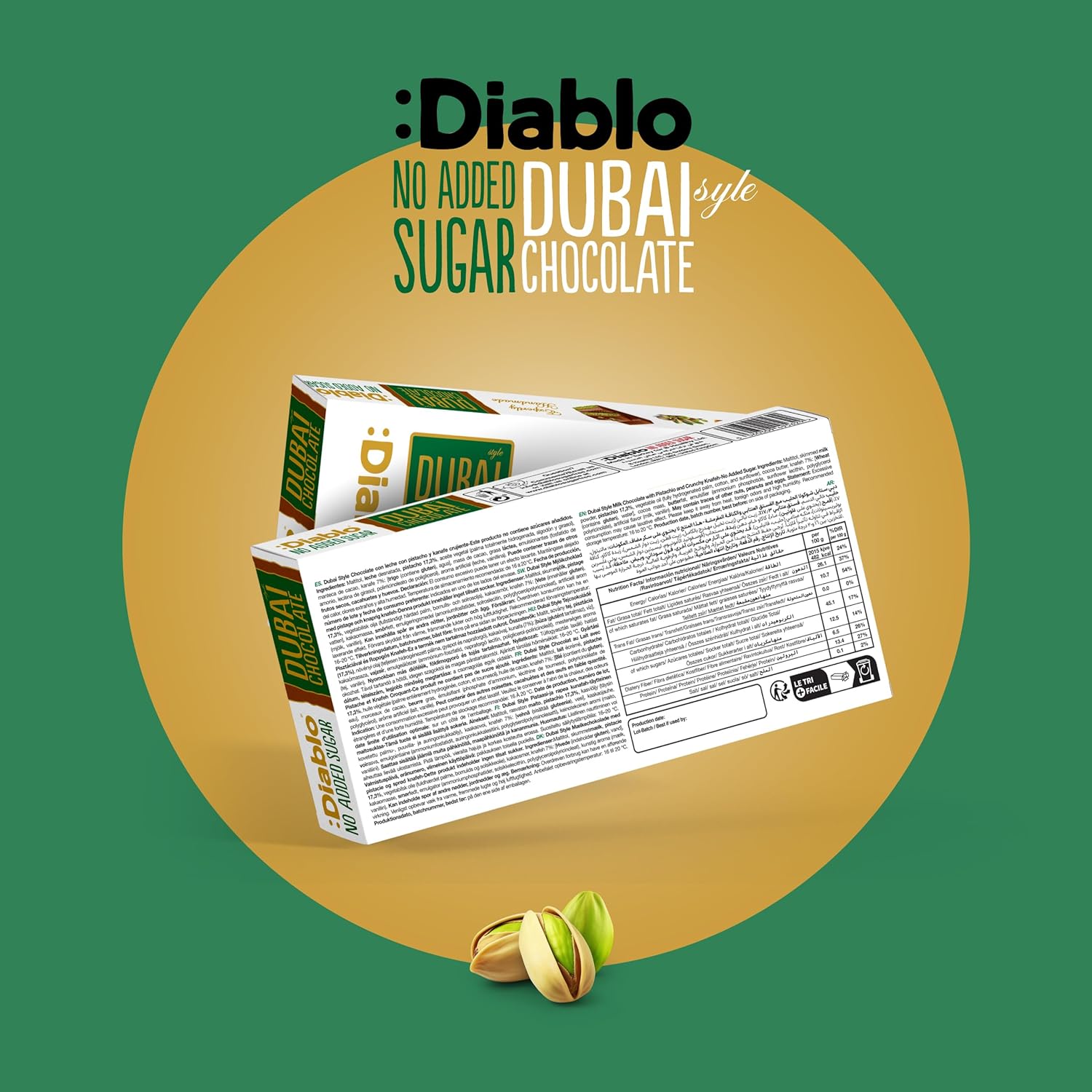 Diablo No Added Sugar Dubai Chocolate 200g