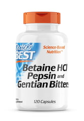 Doctor's Best Betaine HCI Pepsin & Gentian Bitters 120 Capsules