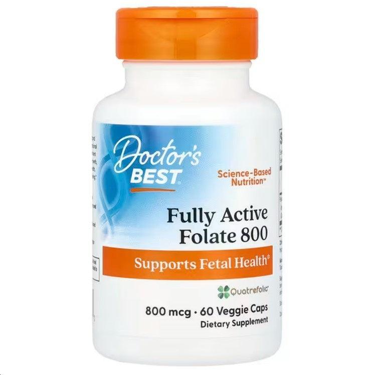 Doctor's Best Fully Active Folate 800 with Quatrefolic 800mcg - 60 VCapsules