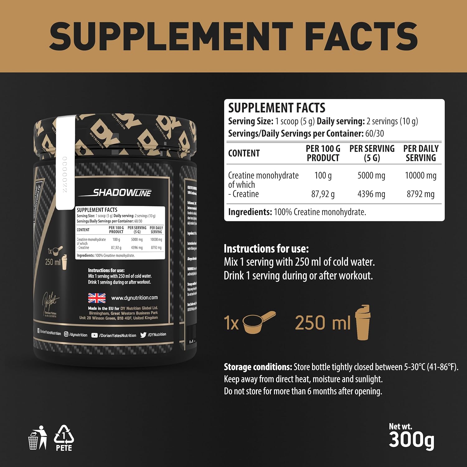 Dorian Yates Creatine Monohydrate 300g