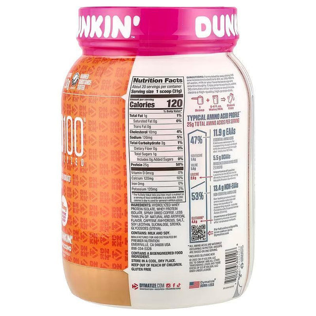 Dymatize Nutrition ISO100 Whey Protein 610g–660g Dunkin