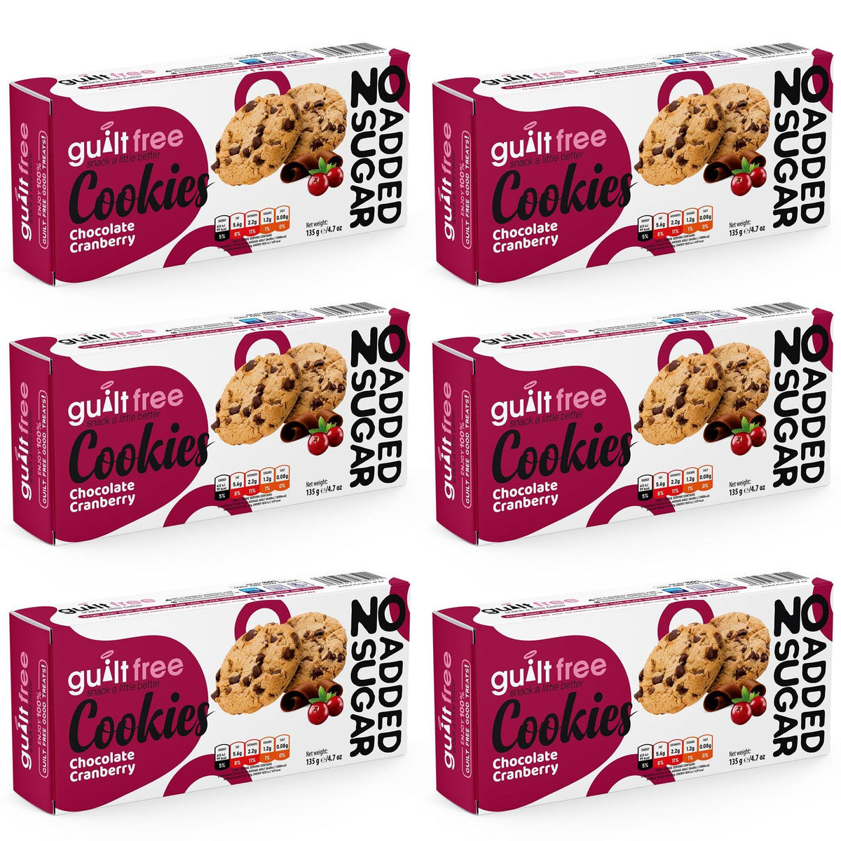 GuiltFree No Added Sugar Cookies 135g Chocolate Cranberry