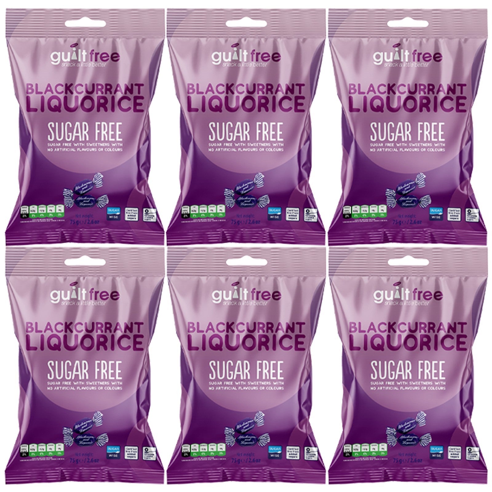GuiltFree Sugar Free Blackcurrant & Liquorice Sweets 75g