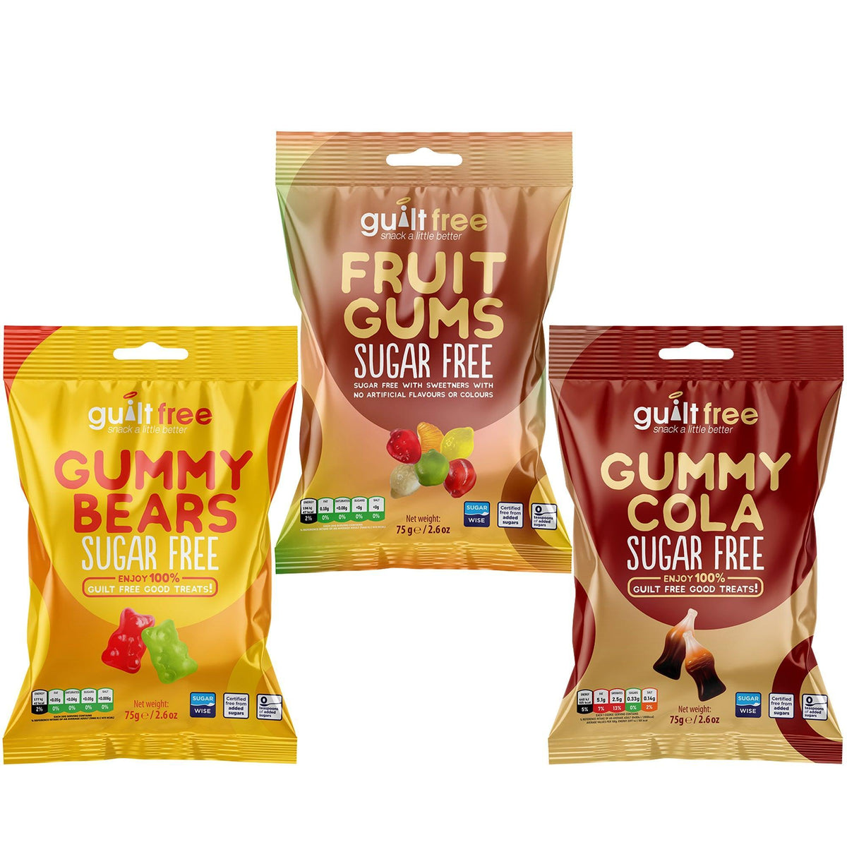 GuiltFree Sugar-Free Gummy Sweets Gift Box – 3 Flavours 225g