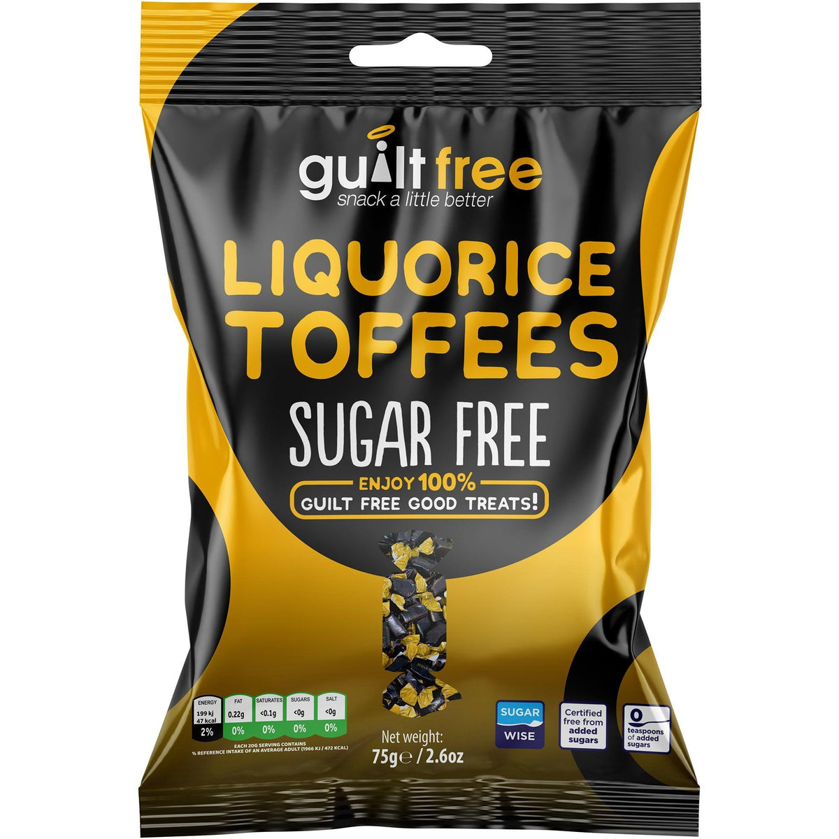 GuiltFree Sugar Free Liquorice Toffees 75g