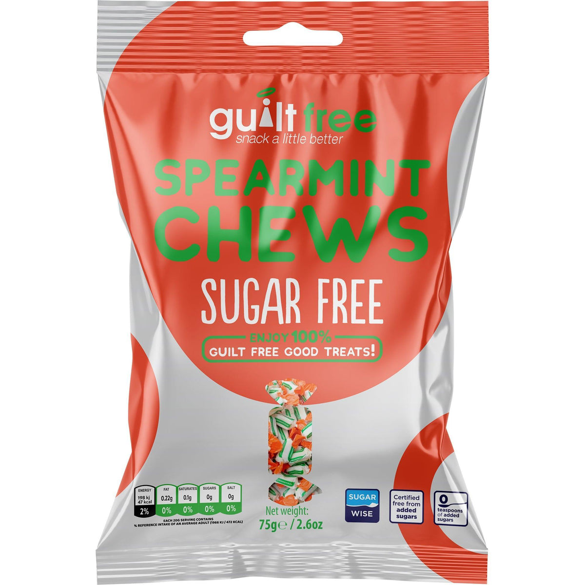 GuiltFree Sugar Free Spearmint Chews 75g