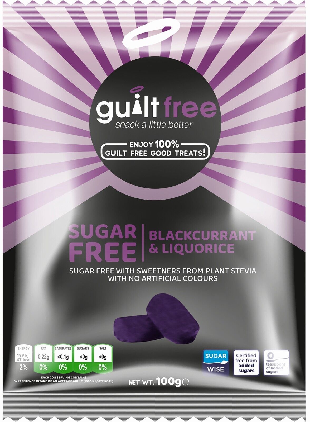 GuiltFree Sugar Free Sweets -  Blackcurrant & Liquorice