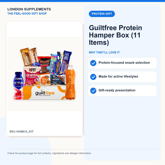 Guiltfree Protein Hamper Box (11 items) – gift guide infographic