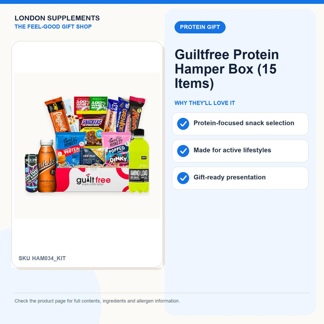 Guiltfree Protein Hamper Box (15 items) – gift guide infographic