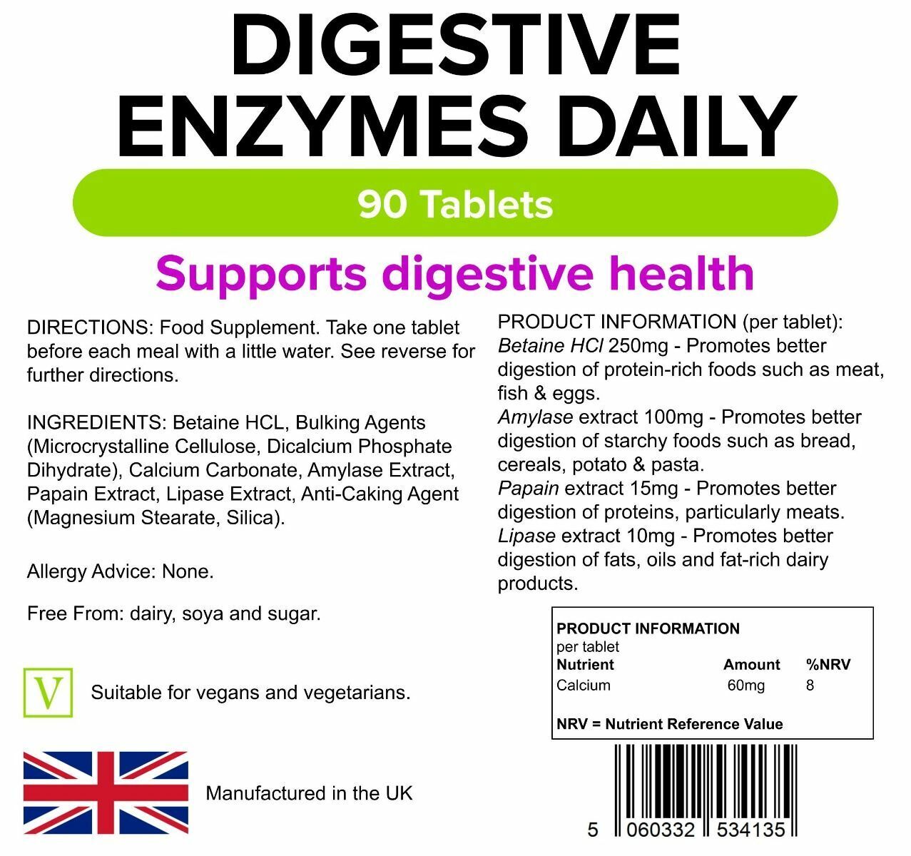 Lindens Digestive Enzymes 90 Tablets