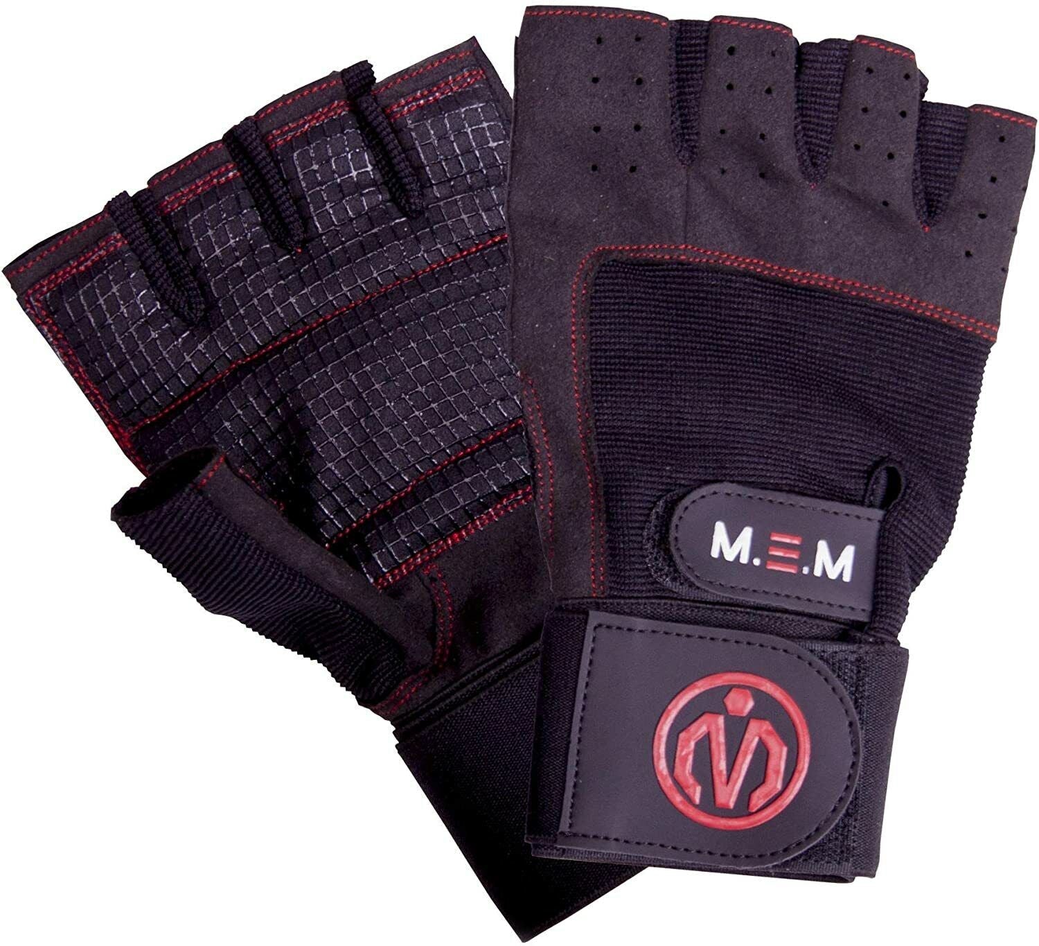 MeM Fitness Men’s Xtreme Fit Weight Lifting Gloves Red/Black