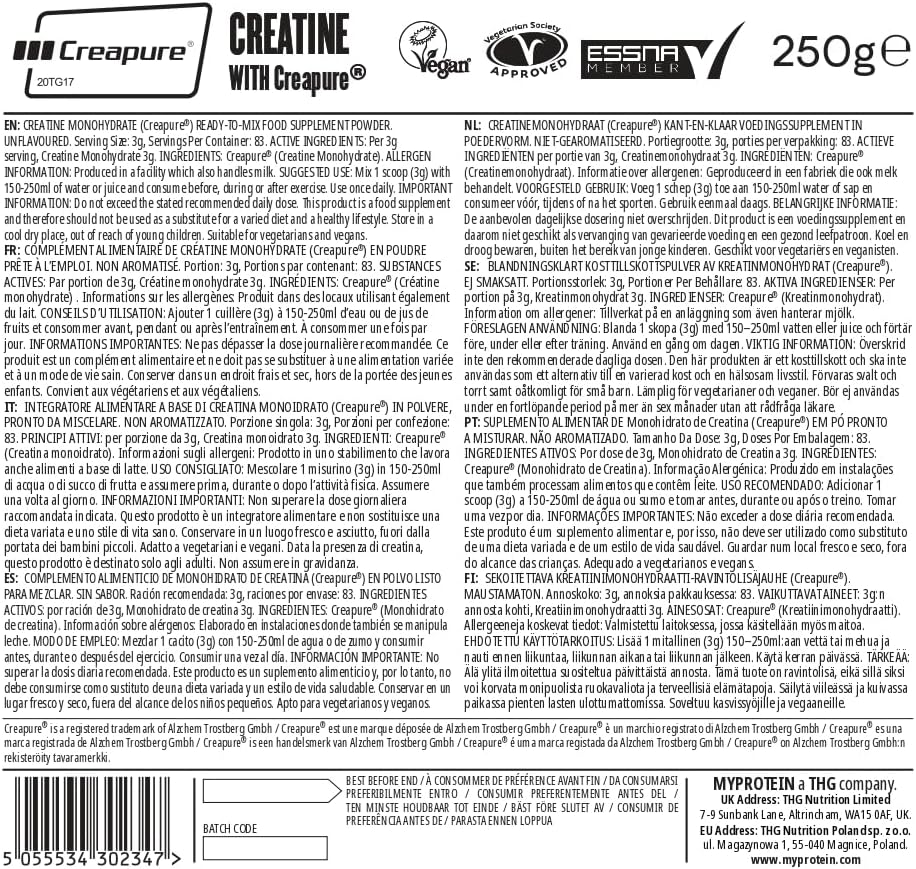 Myprotein Creatine Monohydrate Creapure® 250g Unflavoured