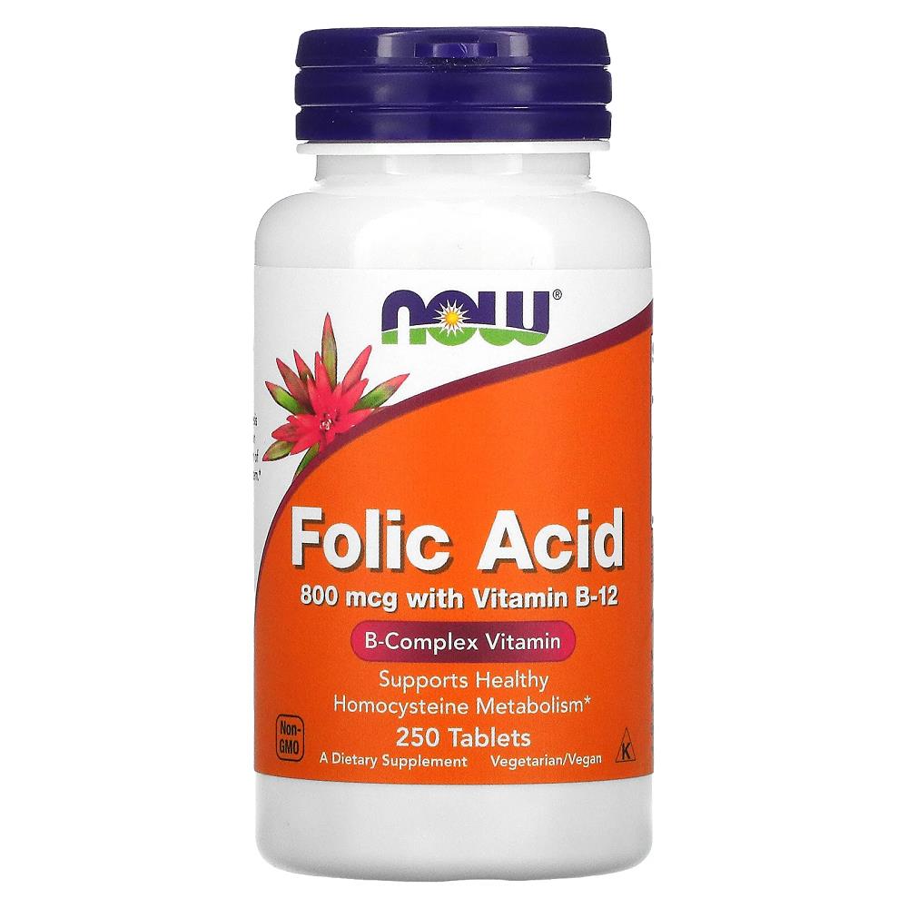 NOW Foods Folic Acid With Vitamin B-12 250 Tablets