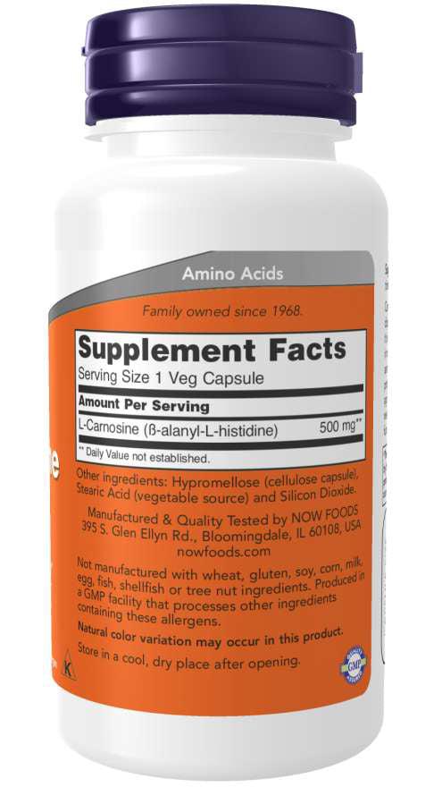 NOW Foods L-Carnosine 500mg - 50 vCapsules