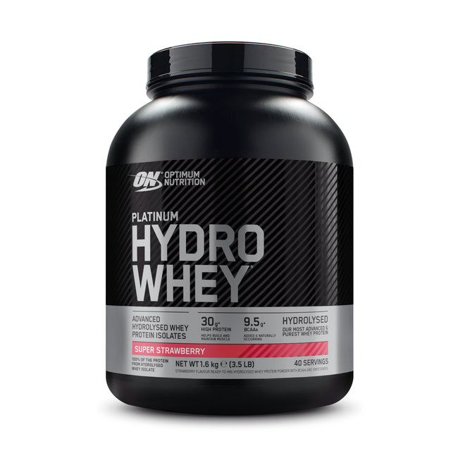 Optimum Nutrition Platinum Hydrowhey Hydrolysed Whey Protein Powder - 1.6kg (40 Servings) — Super Strawberry / 1.6 kg