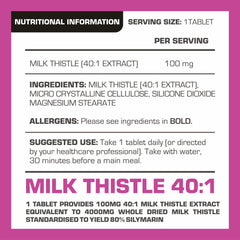 PROELITE Milk Thistle 40:1 Extract - 120 Tablets (100mg) VEGAN