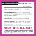 PROELITE Milk Thistle 40:1 Extract - 120 Tablets (100mg) VEGAN