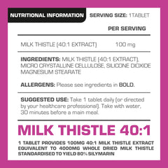 PROELITE Milk Thistle 40:1 Extract - 120 Tablets (100mg) VEGAN
