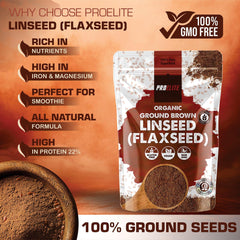 PROELITE Organic Ground Brown Linseed (Flaxseed) | High Fibre Omega 3