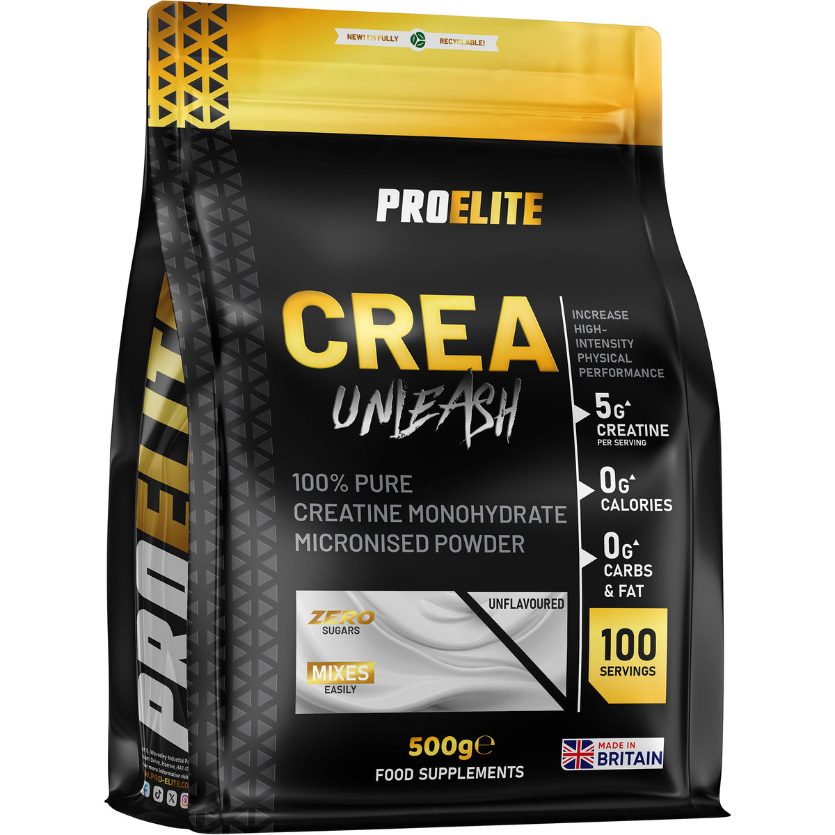 Pro-Elite Pure Creatine Monohydrate Powder 500g (Pouch)