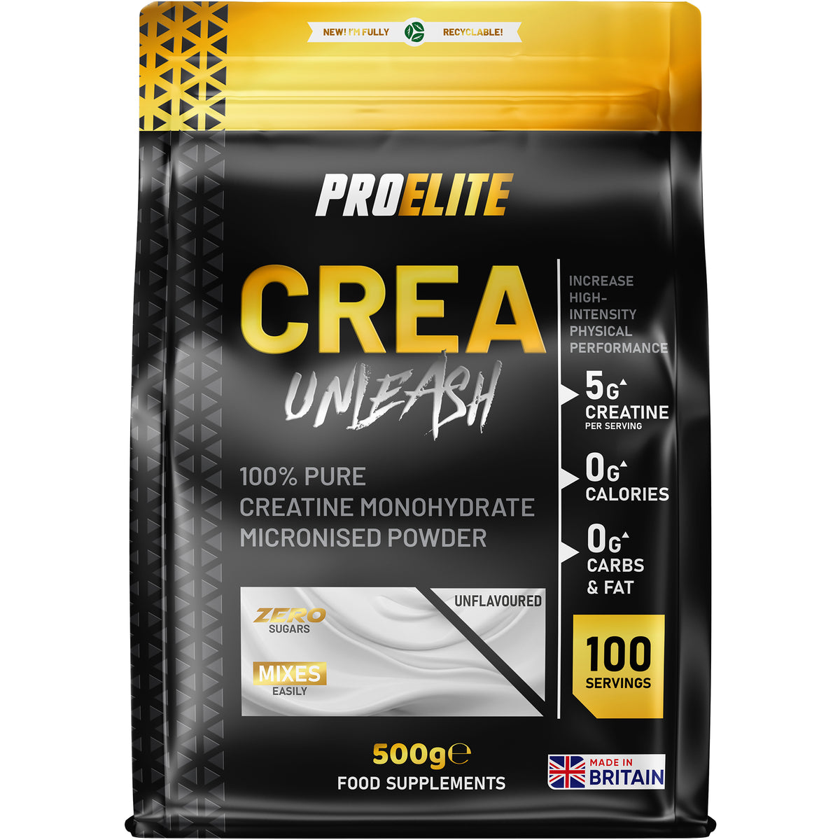 Pro-Elite Pure Creatine Monohydrate Powder 500g (Pouch)