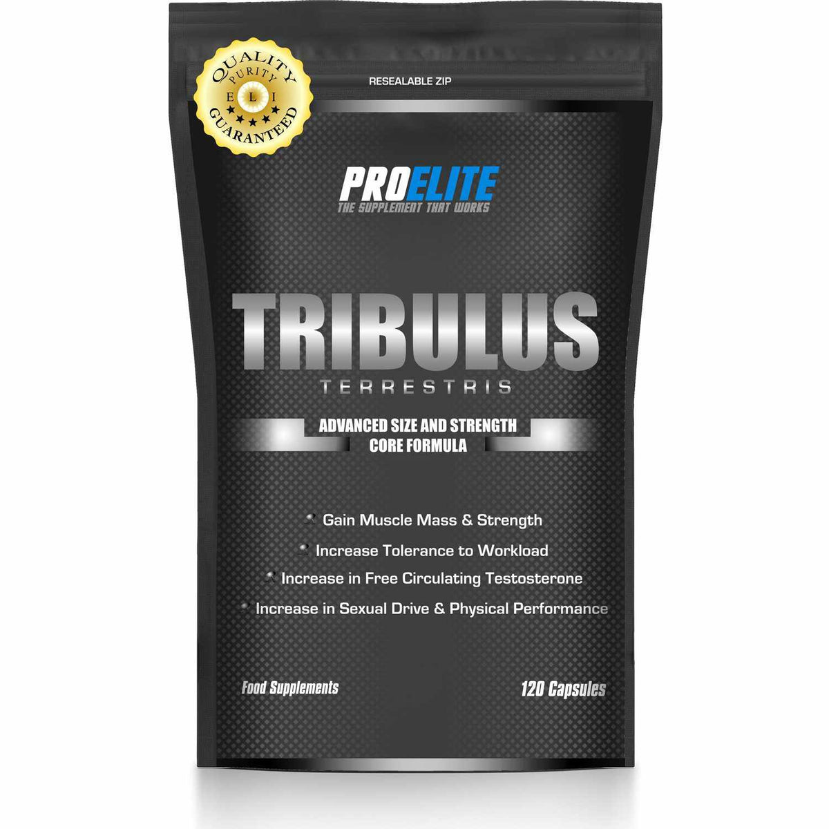 Pro-Elite Tribulus Terrestris 120 Capsules Pouch