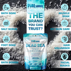 Pure Source Nutrition Dead Sea Salt 1kg Coarse - Bag