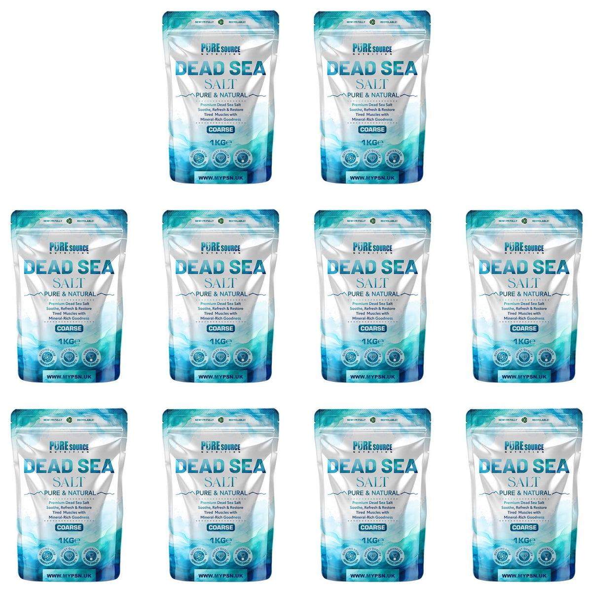 Pure Source Nutrition Dead Sea Salt 1kg Coarse - Bag