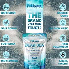 Pure Source Nutrition Dead Sea Salt 1kg Fine - Bag