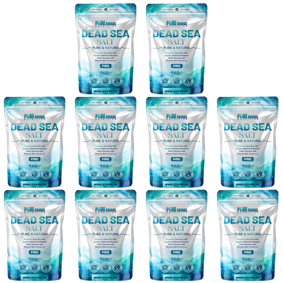 Pure Source Nutrition Dead Sea Salt 1kg Fine - Bag