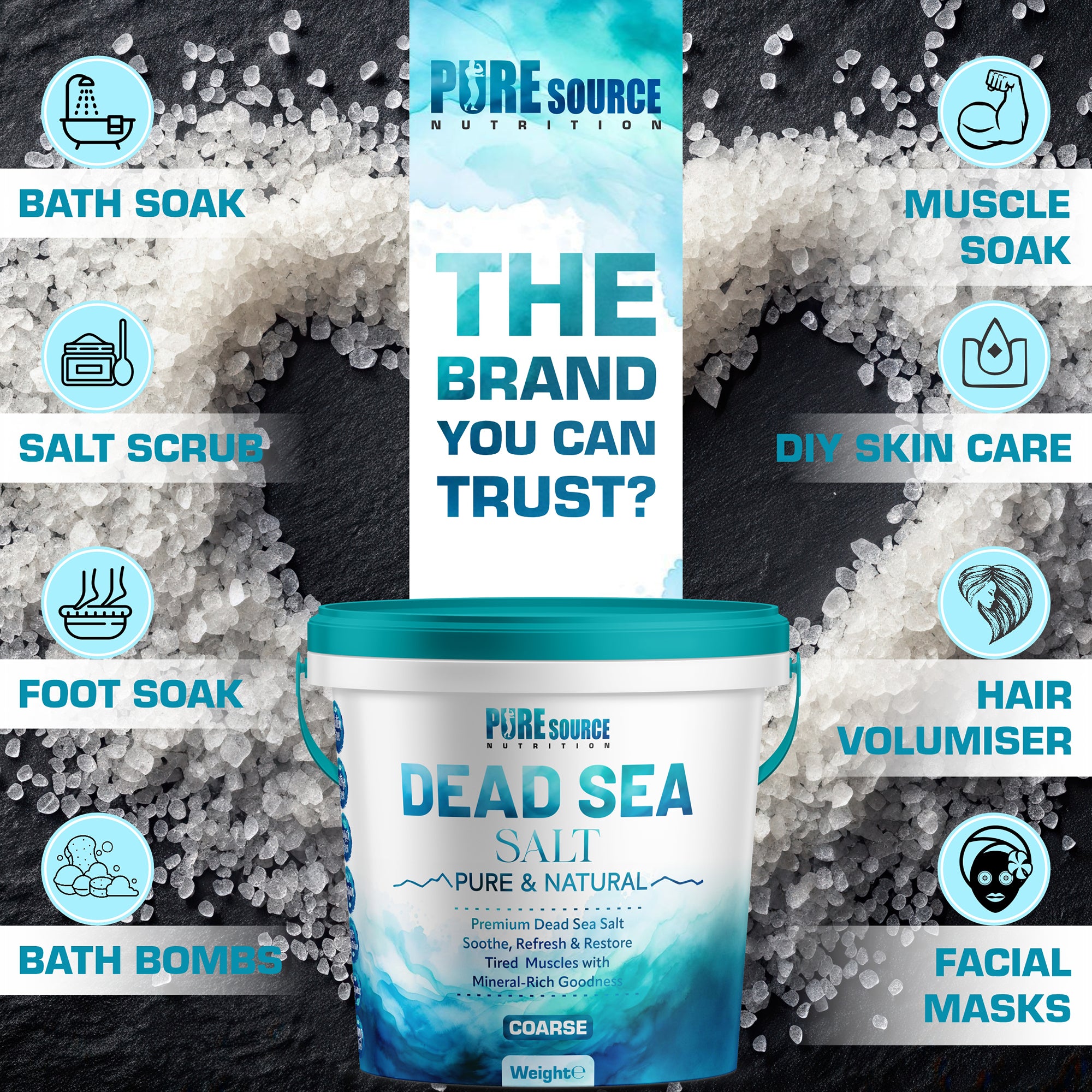 Buy Pure Source Nutrition Dead Sea Salt Coarse - Bucket | London ...
