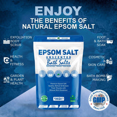 Pure Source Nutrition Epsom Salt 1kg - Unscented Pouch	
