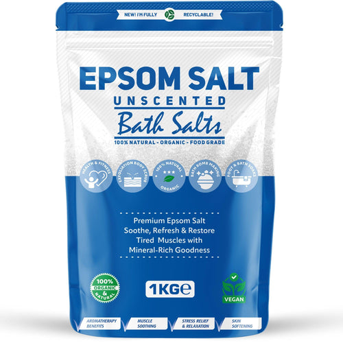 Pure Source Nutrition Epsom Salt 1kg - Unscented Pouch