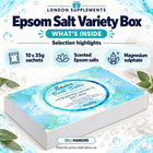 Pure Source Nutrition Epsom Salt Variety Box 10x35g – contents infographic