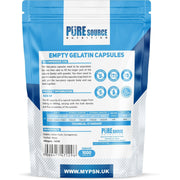 Pure Source Nutrition Gelatin Empty Empty Size : 00 / 0 / 1 (Clear)