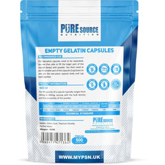 Pure Source Nutrition Gelatin Empty Empty Size : 00 / 0 / 1 (White)