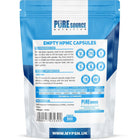 Pure Source Nutrition HPMC Vegan Empty Capsules White / Clear (Transparent) Size 0/00/1