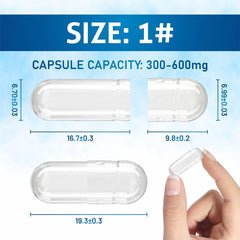 Pure Source Nutrition HPMC Vegan Empty Capsules White / Clear (Transparent) Size 0/00/1