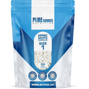 Pure Source Nutrition HPMC Vegan Empty Capsules White / Clear (Transparent) Size 0/00/1
