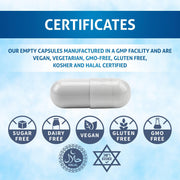 Pure Source Nutrition HPMC Vegan Empty Capsules White / Clear (Transparent) Size 0/00/1