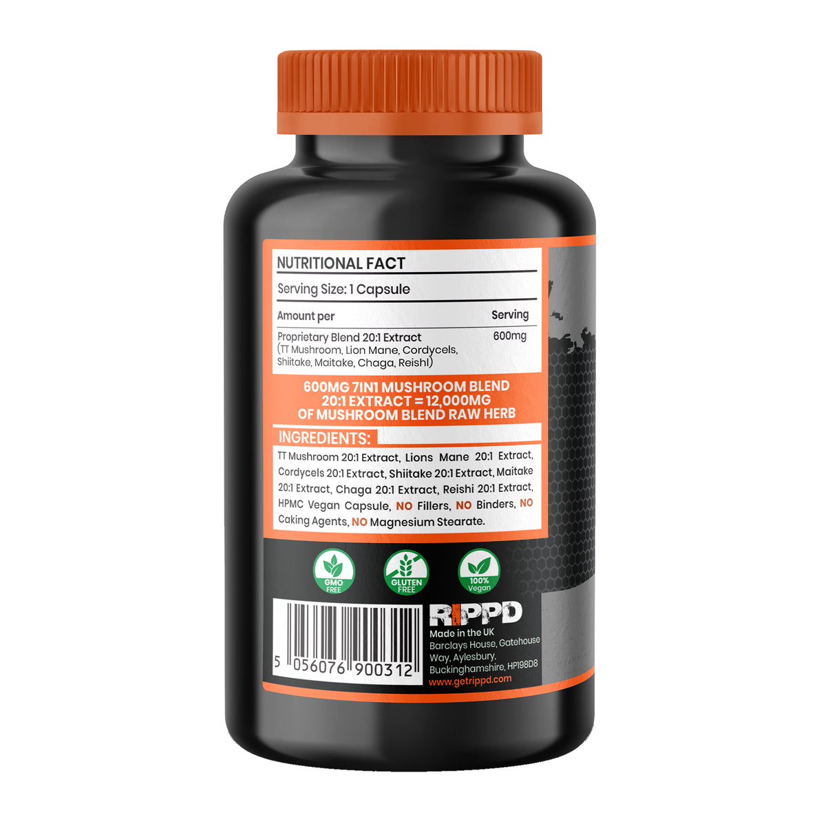 RIPPD 7in1 Mushroom Blend Mix 120 Capsules