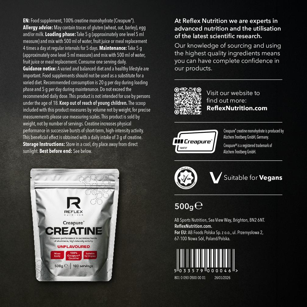 Reflex Nutrition Creatine Creapure Monohydrate 500g Powder